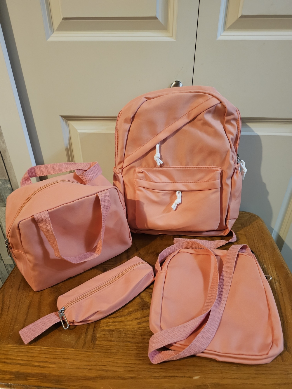 Peach Pink Backpack and Travel Bag Set NWOT